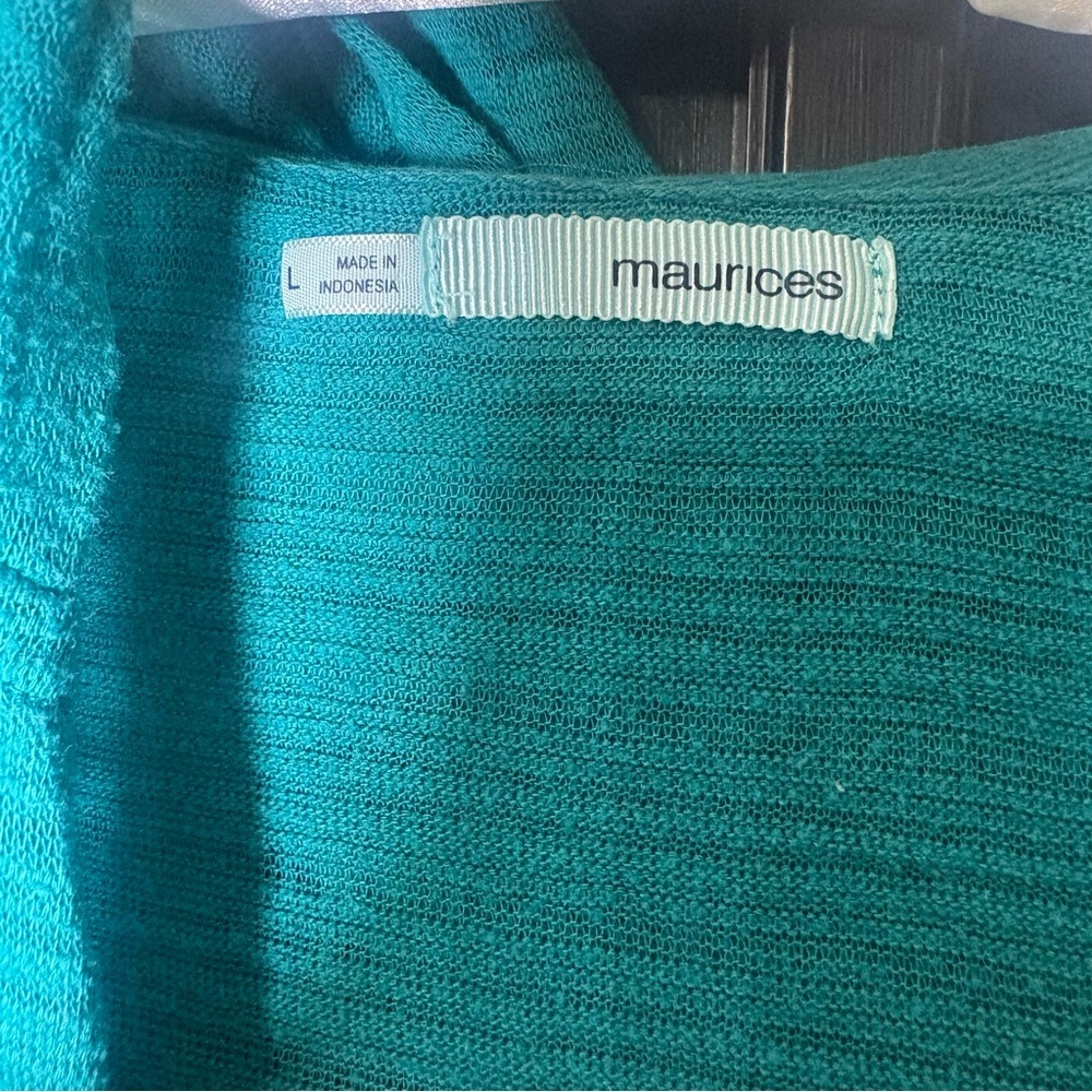 Maurices Teal Lightweight Hooded Open Cardigan Women’s Large - Picture 2 of 7